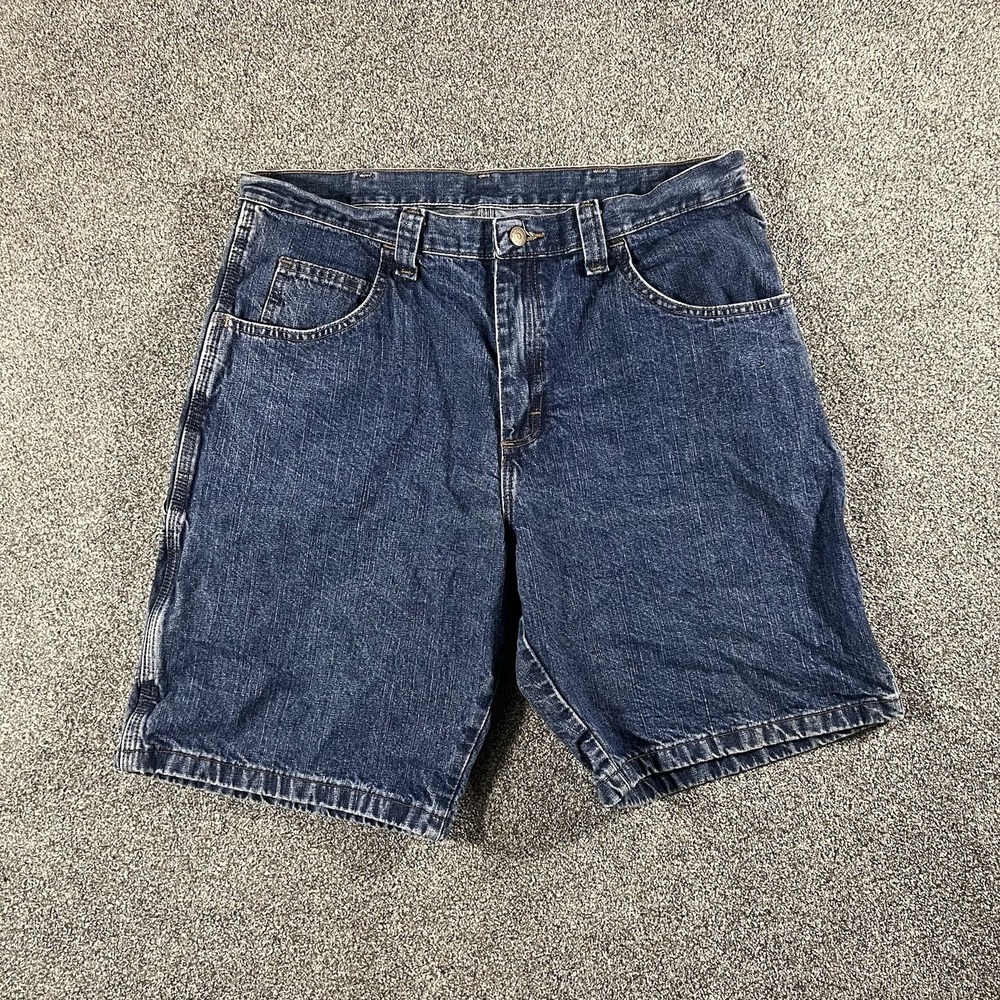 Wrangler Carpenter Denim Shorts Men's 36 Blue Relaxed Workwear Cotton Jorts